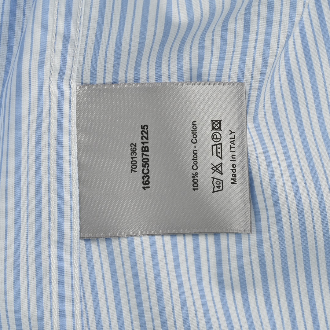 Dior 24Fw pocket CD letter print striped long-sleeved shirt