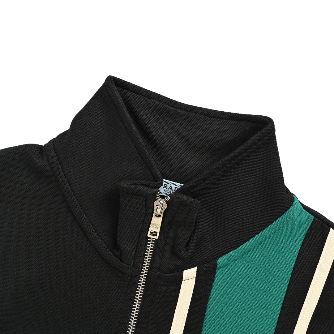 Prada 24Fw triangle logo green ribbon patchwork suit jacket