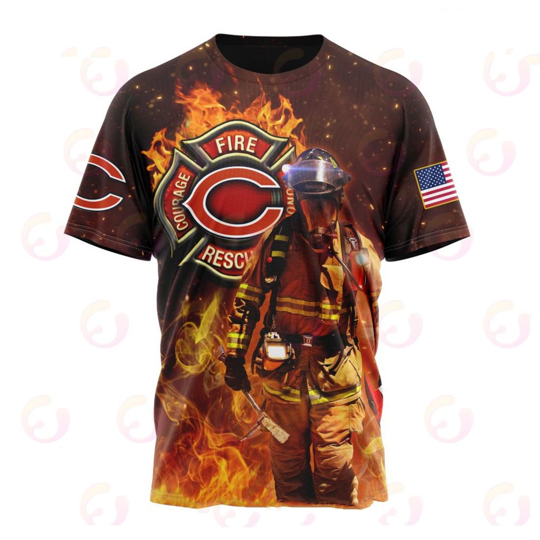 CHICAGO BEARS HONOR FIREFIGHTERS – FIRST RESPONDERS 3D HOODIE