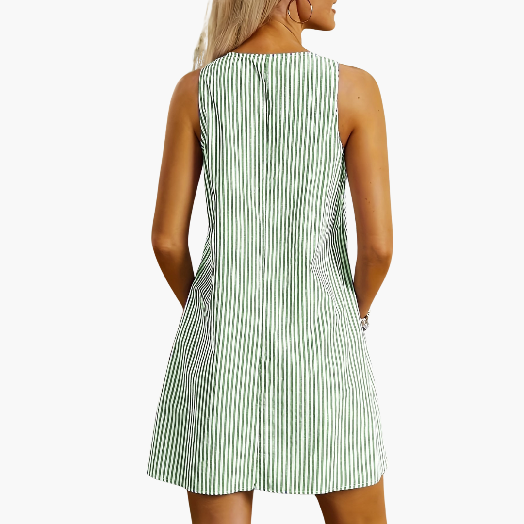 Sleeveless Striped Pocket Dress