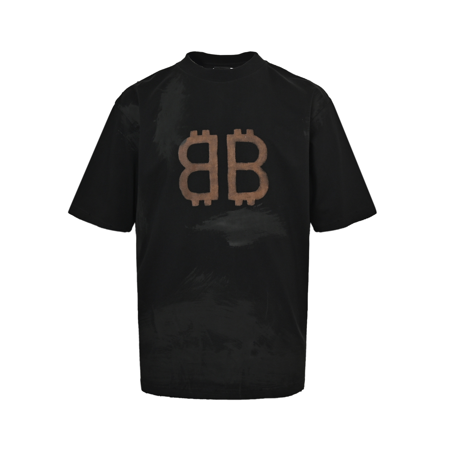 Balenciaga Double B Bitcoin mud-dyed distressed short-sleeves