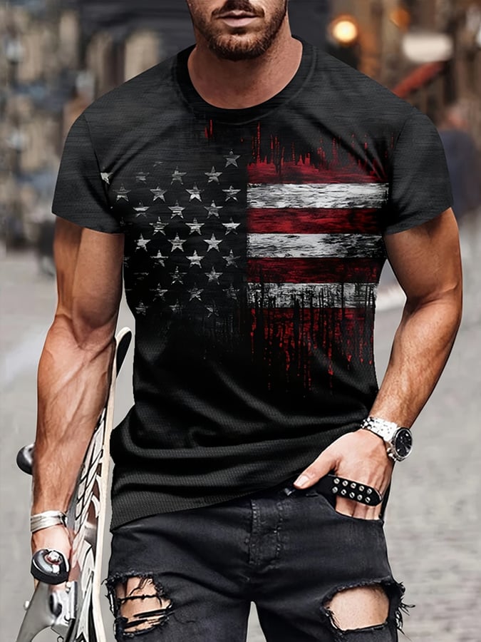 Men's American Flag Print T-Shirt