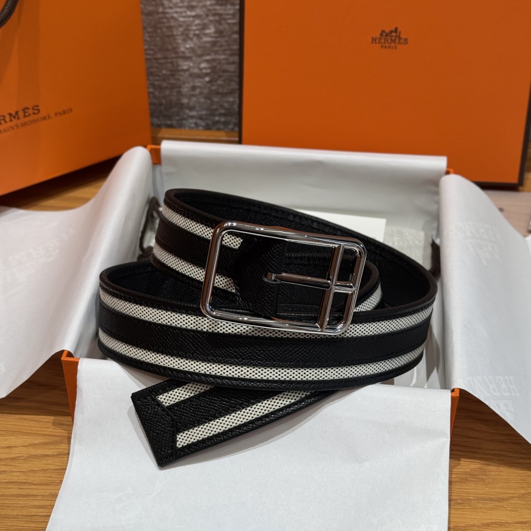 Hermès Half Cod Riviera double-faced leather belt, 3.8cm wide