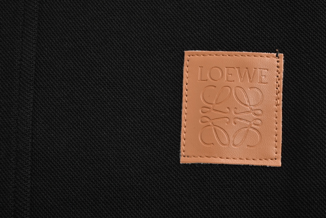 Loewe 23Fw leather logo casual trousers