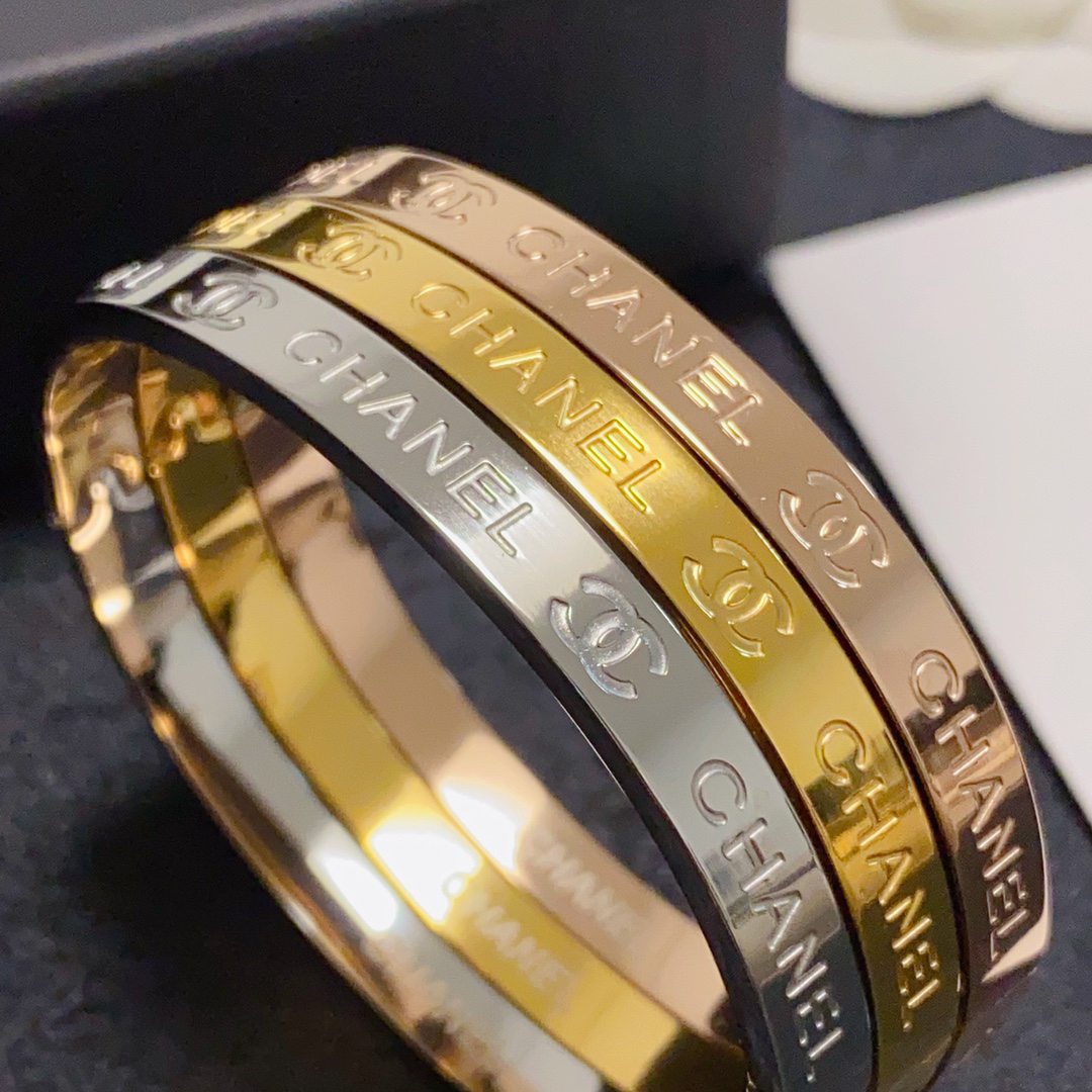 Chanel Medium Engraved Letter Bracelet