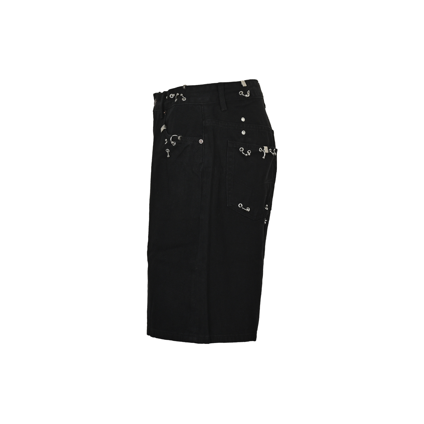 Balenciaga Rivet Piercing Fire Machine Head Denim Shorts