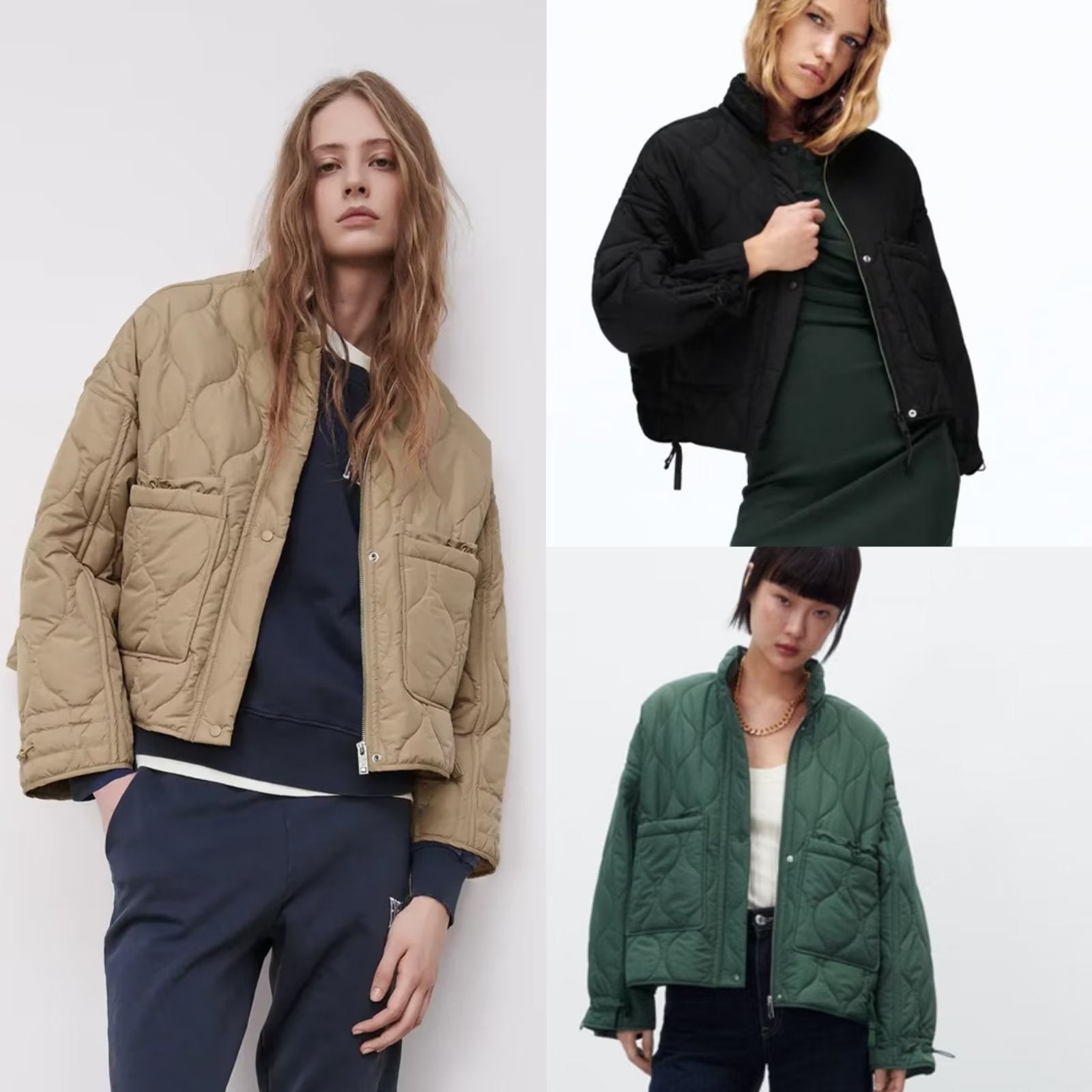 Autumn Quilted Hooded Large Loose Pockets Cotton Coat Jacket