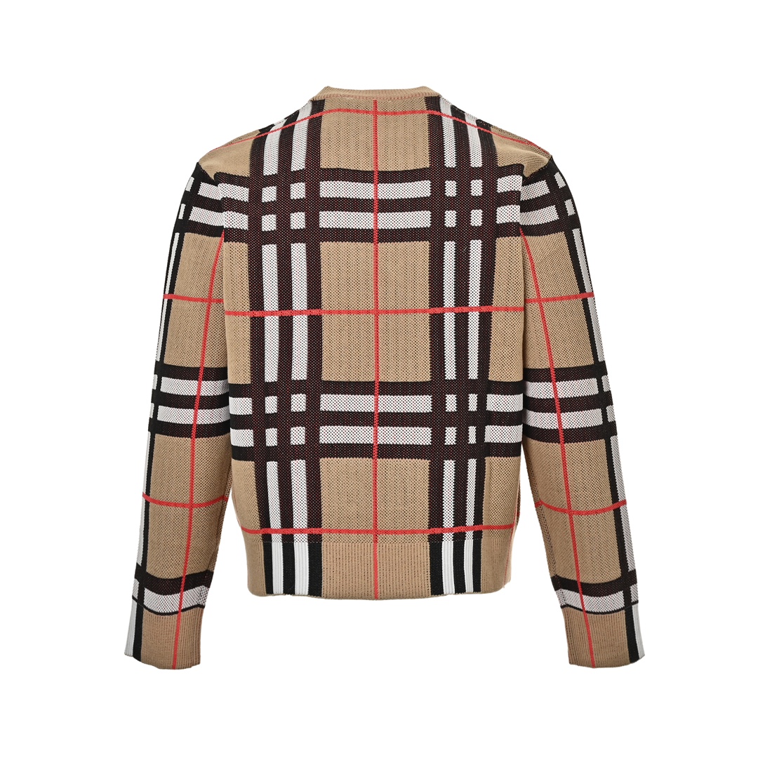 Burberry 24ss check preppy crew neck sweater