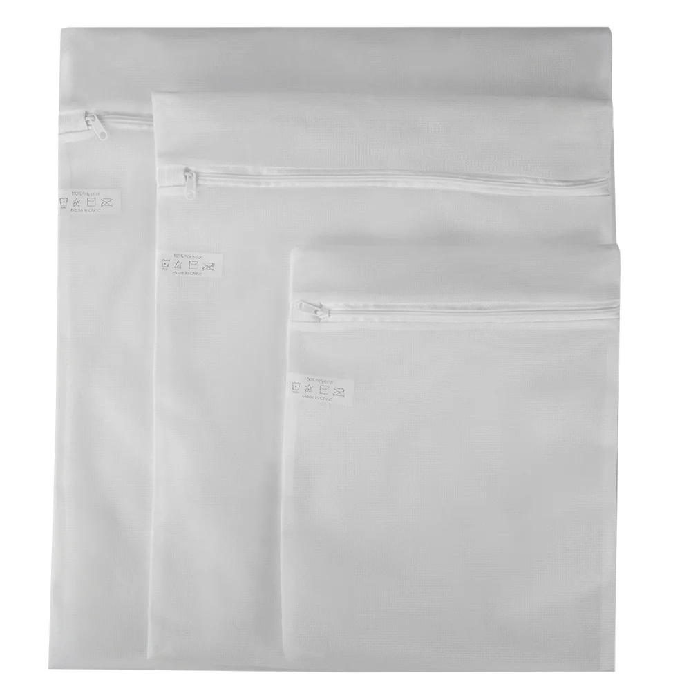 Home Basics 3 Piece Micro Mesh Delicate Intimate  Laundry Wash Bag, White
