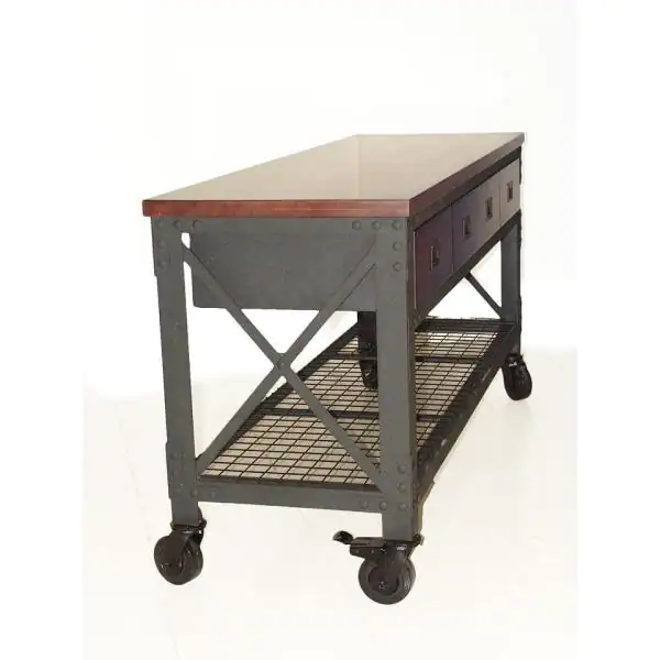 3-Drawers Rolling Industrial Mobile Workbench Cabinet and Wood Top