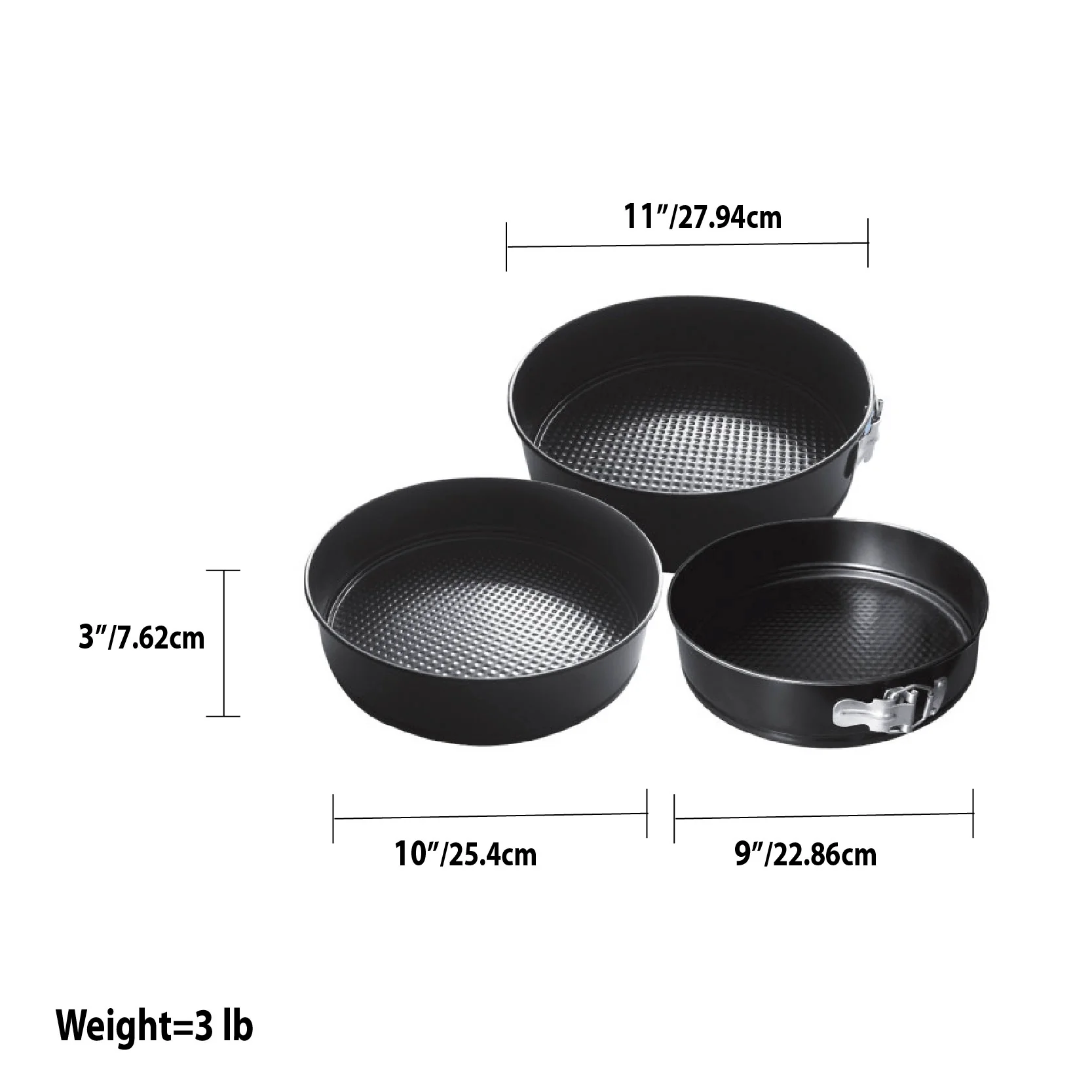 Bakers Wave Non-Stick Springform Baking Pans - 3 Pieces