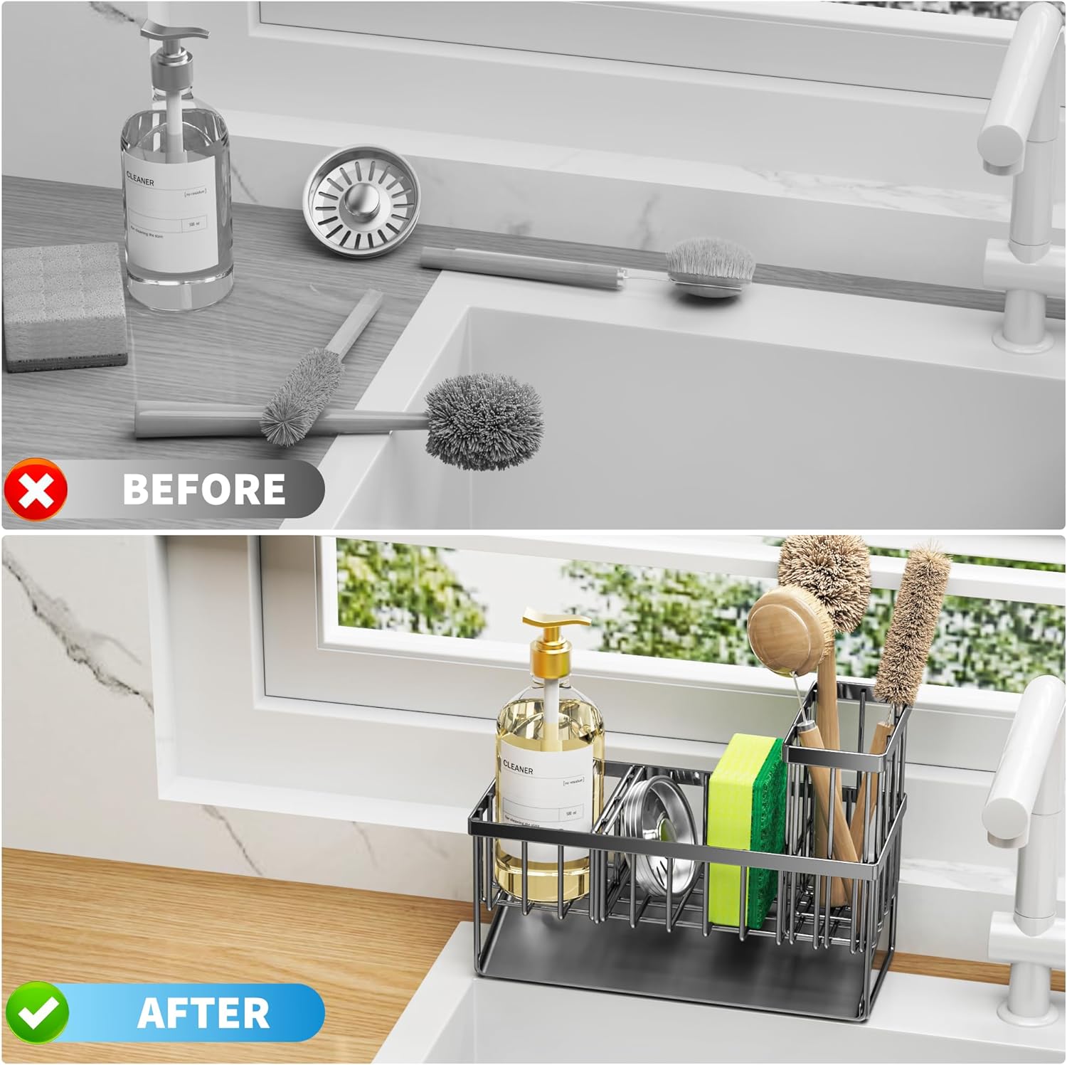 (2024 New Arrival-40% OFF)🎉Rustproof Kitchen Sink Organzier and Storage with Divider