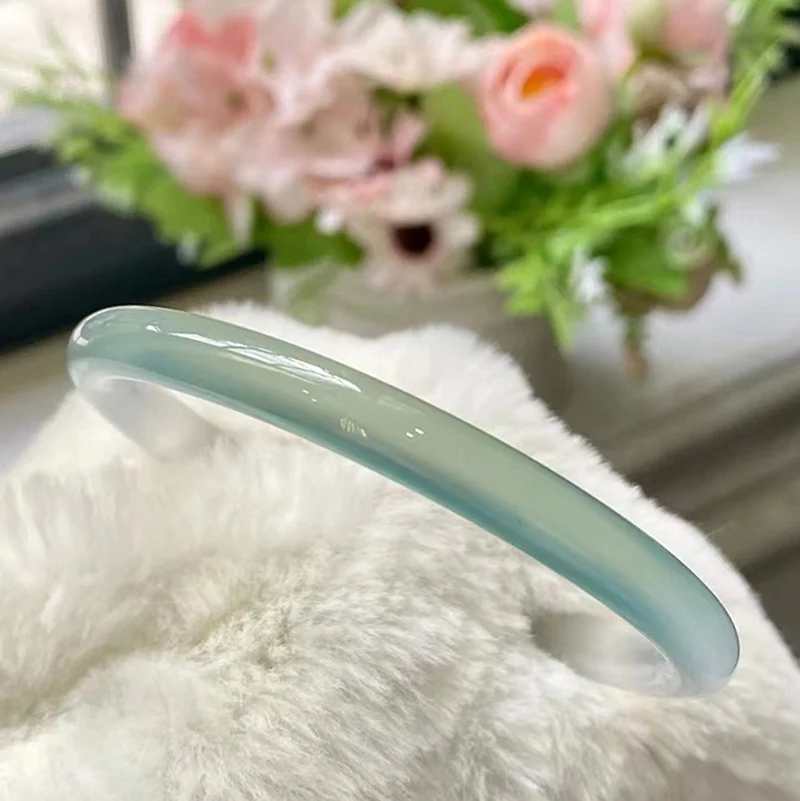 Natural Green Jade Bracelet For Women Round Gradient Color Ice Bangle High Quality Fine Jewelry Accessories Free Shipping