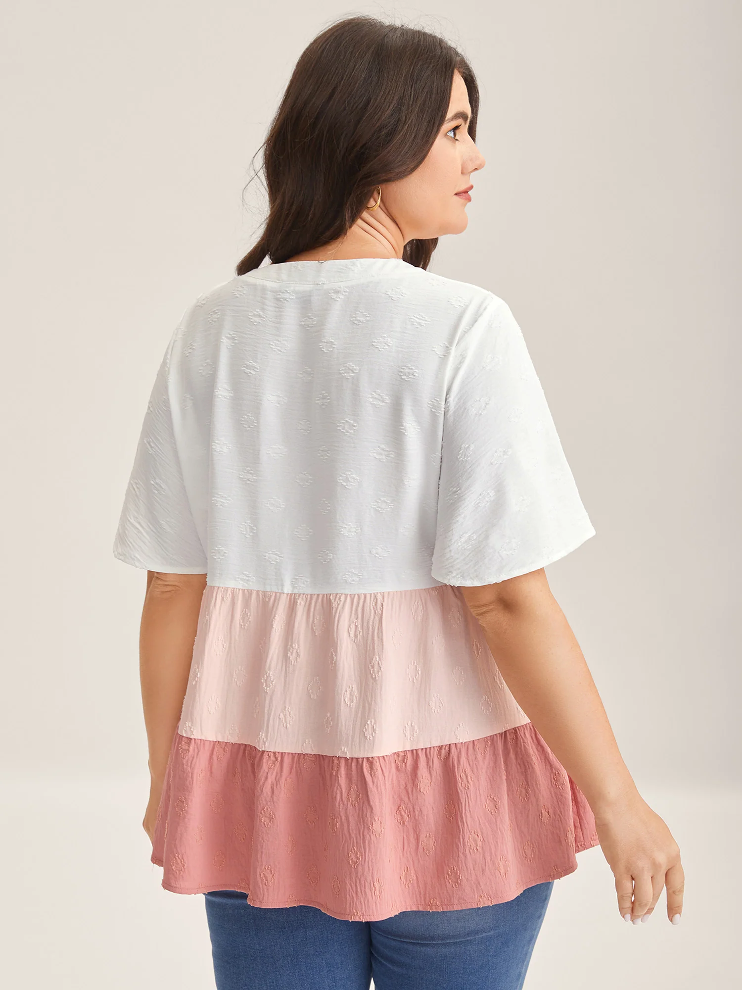 Toothpick Pleat Color Contrast Blouse