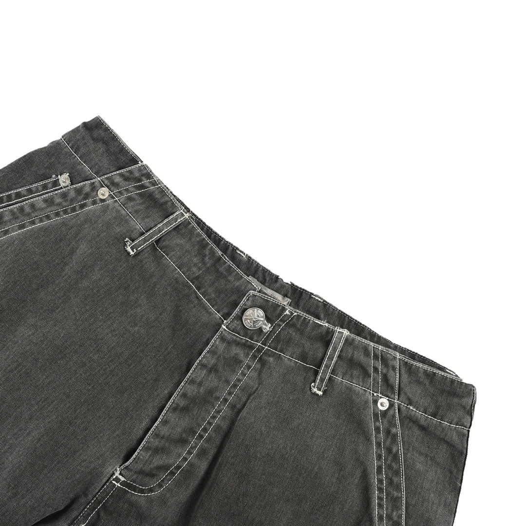 Dior & Stone Island Denim Shorts with Leather Pocket Logo