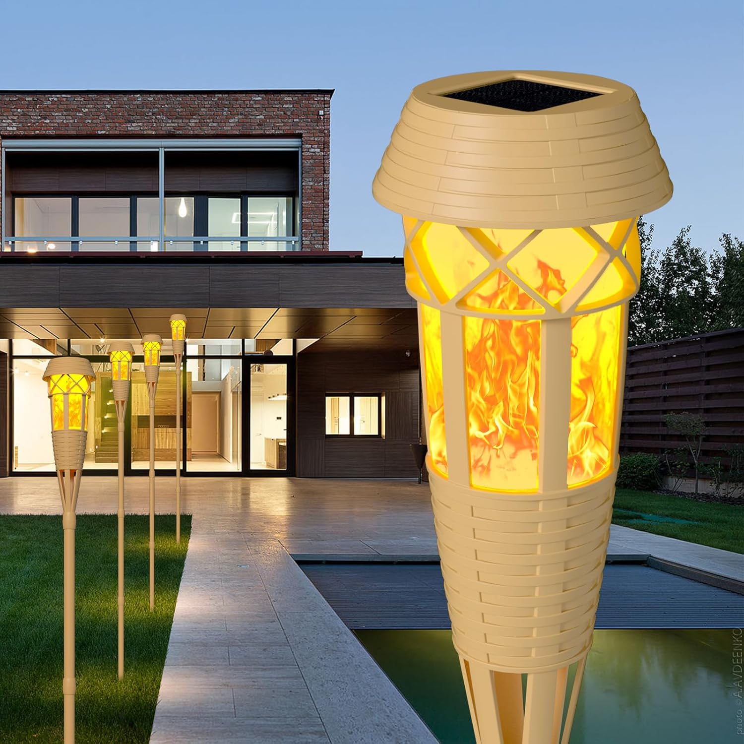🔥ON SALE🔥Waterproof Solar Torch Lights with Flickering Flame