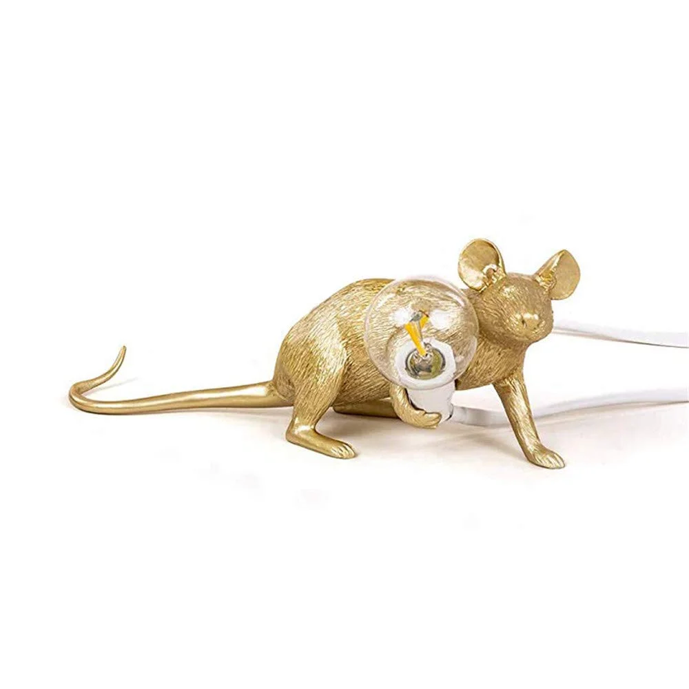 Table Lamp Set Mouse Shape Resin Creative Desk Light Bedside Lamp Light Bedside Gift Decoration LED Bedroom,Study Room Home Room Decor