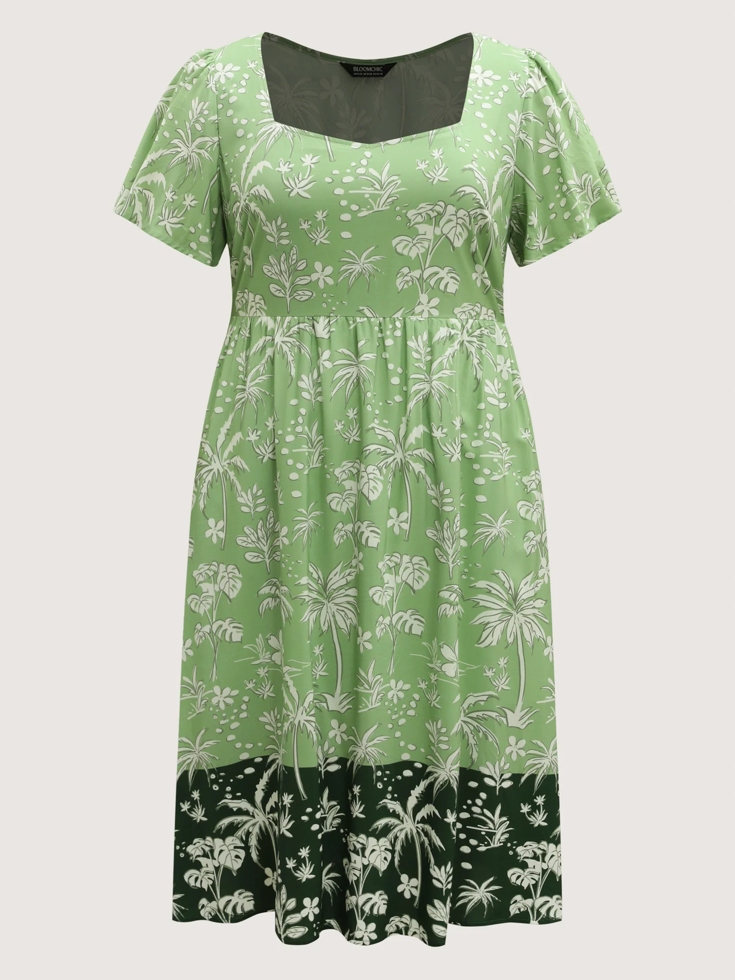 Tropical Mood Color Contrast Midi Dress