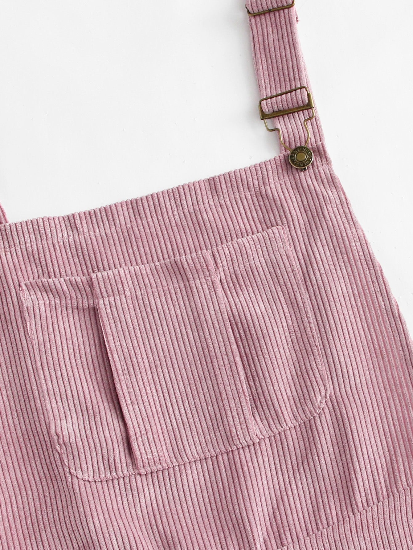 Pocket Front Zip Up Back Corduroy Overall Dress
