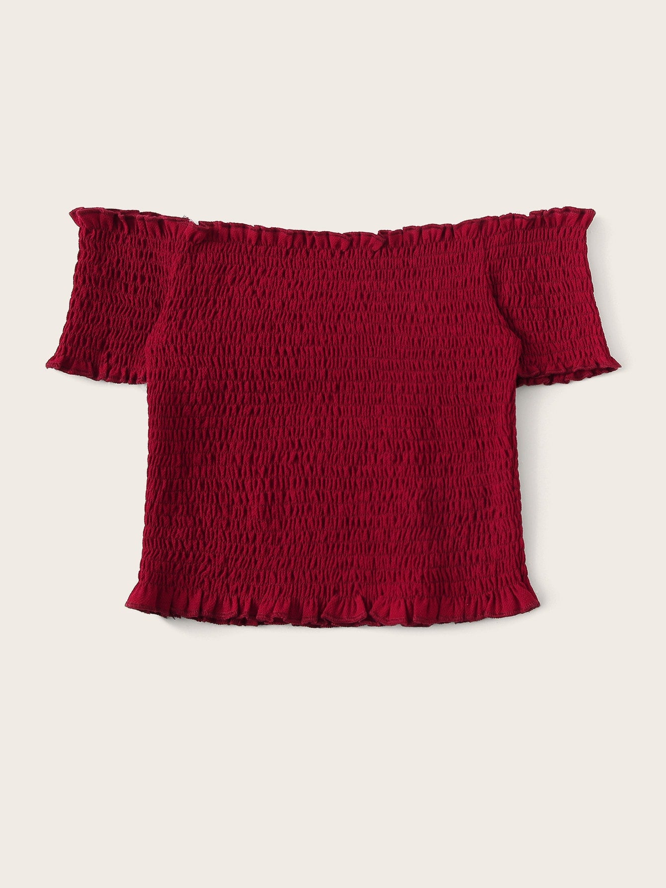 Off The Shoulder Shirred Crop Top