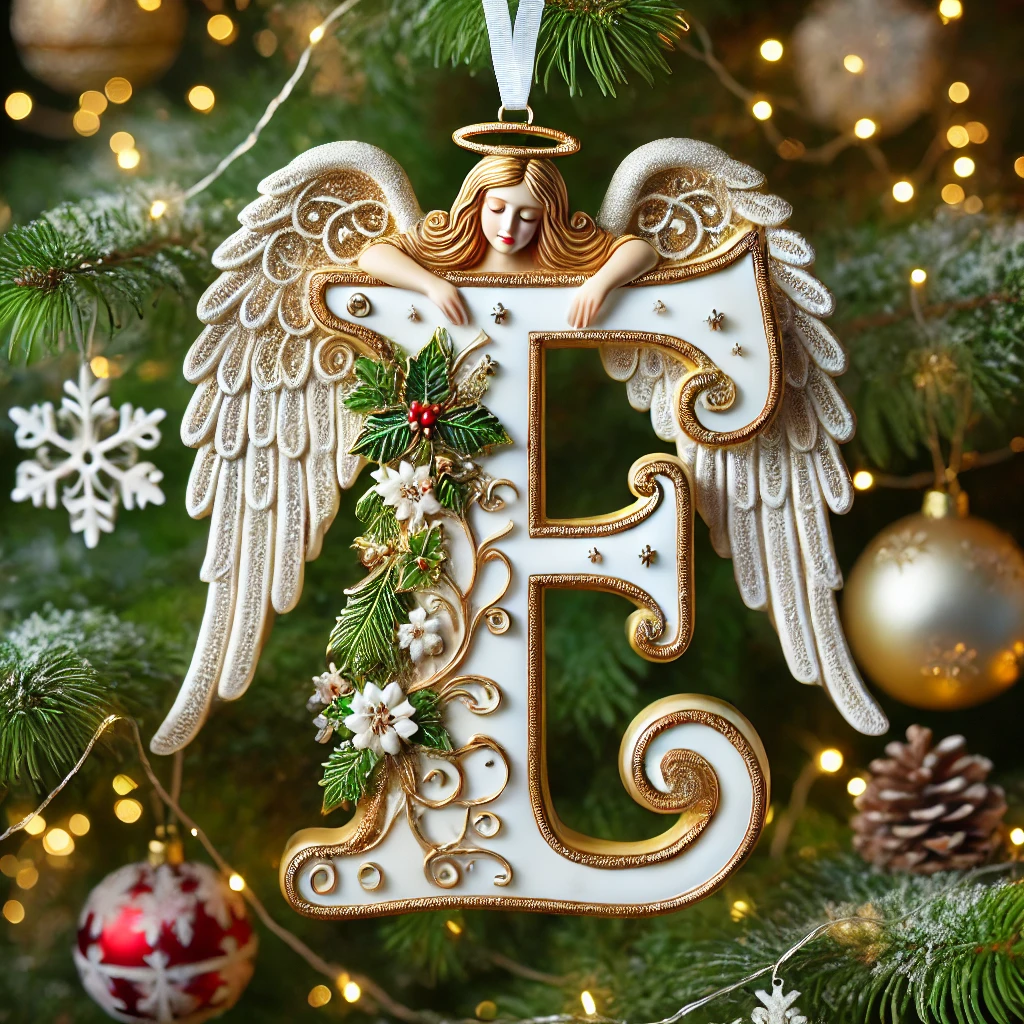 Angel Initial Christmas Ornaments