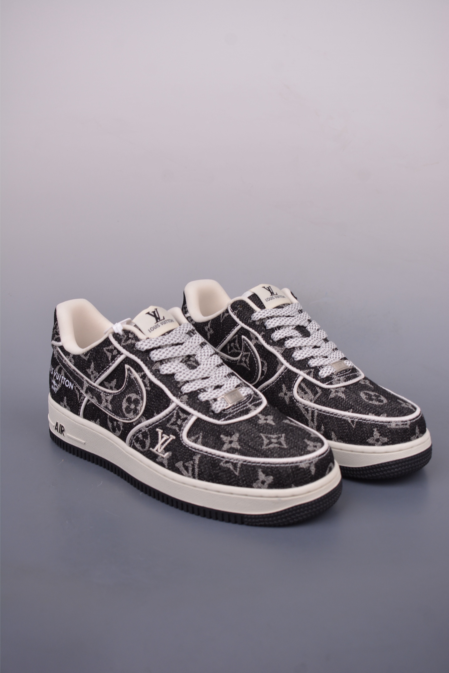 Louis Vuitton x Nike Air Force 1 07 LV8 Low Sneakers Denim Black Denim Print SC9207-531