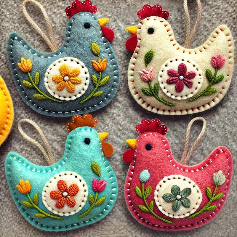 Felt Easter Hen Ornaments