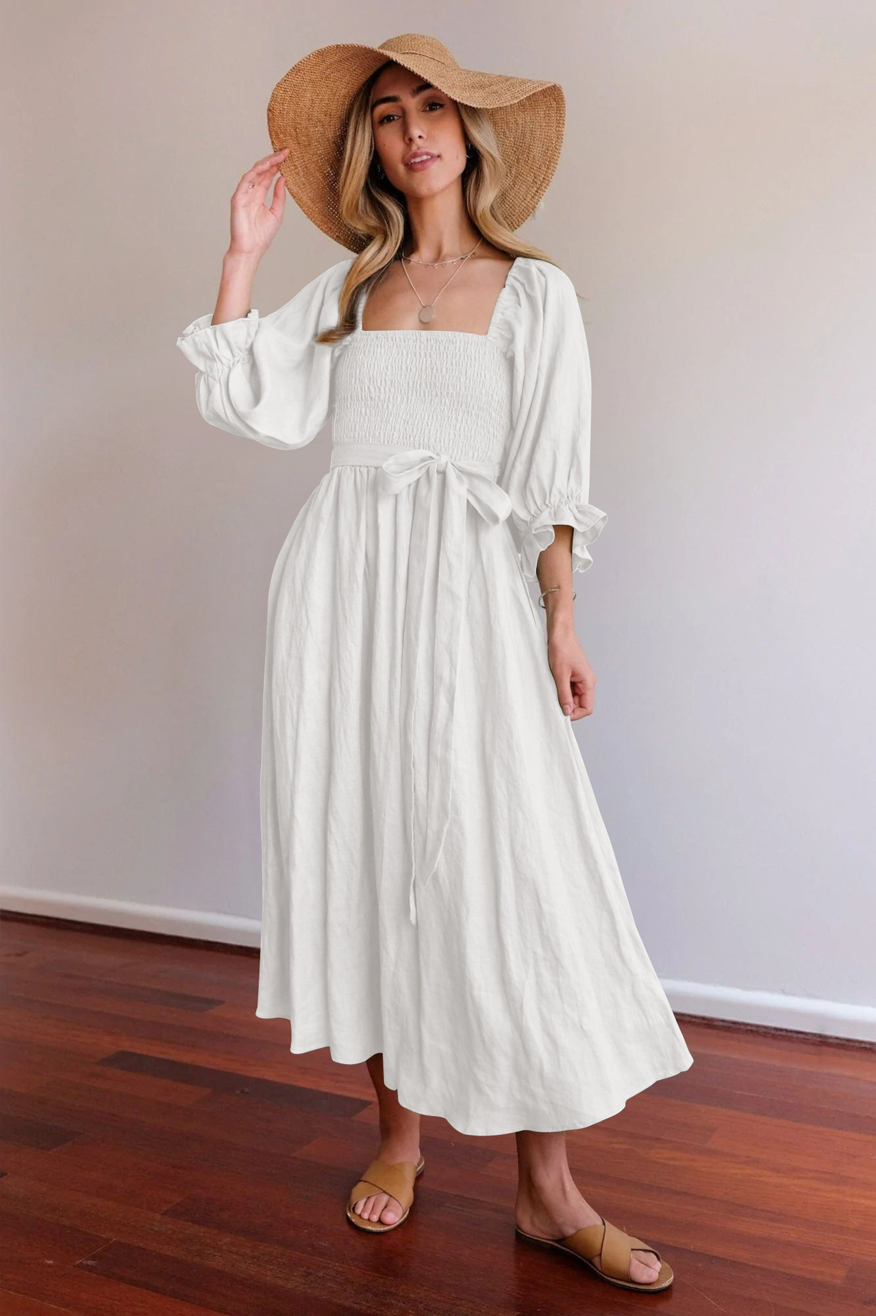 💥Hot Sale-[SAVE 50% OFF]--🏖️FRENCH RUFFLED LANTERN SLEEVES MULTI-WEAR DRESS--BUY 2 GET 10% OFF & FREE SHIPPING