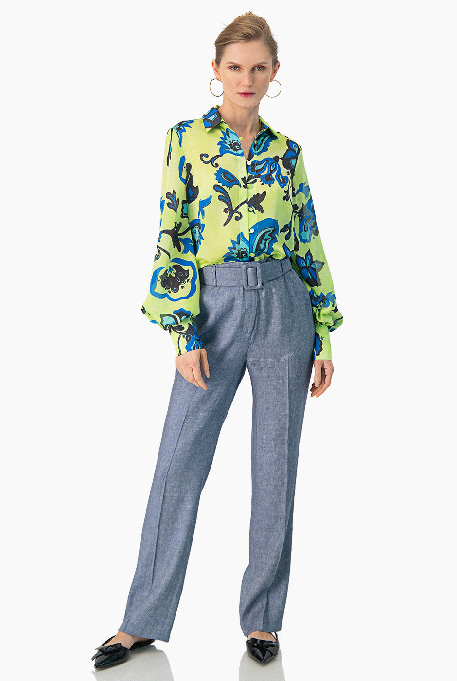 Blusa estampada recta y manga larga
