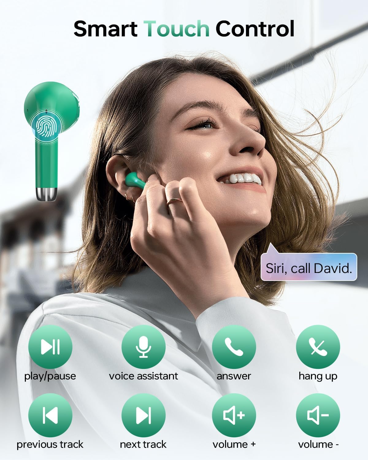 Wireless Earbuds, Bluetooth 5.3 Headphones 40Hrs Playtime with Charging Case, IPX5 Waterproof Stereo in-Ear Earphones with Microphone for iOS Android Cell Phone Sports Workout, Black