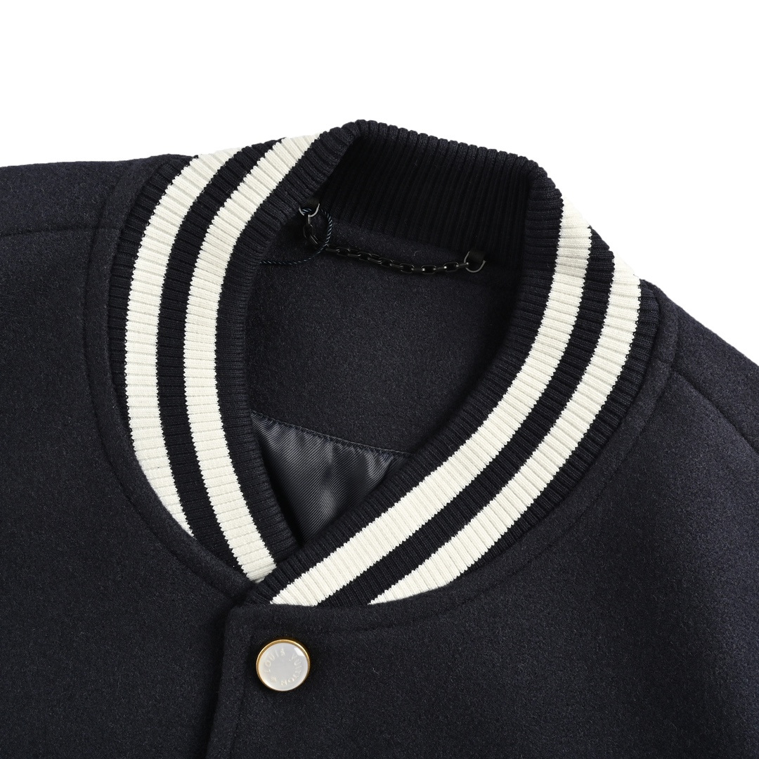 Louis Vuitton 24Fw conch embroidered lettering logo baseball jacket
