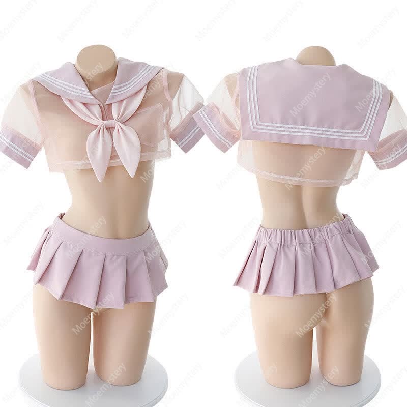 Sailor Collar Bow Knot Uniform Lingerie Set