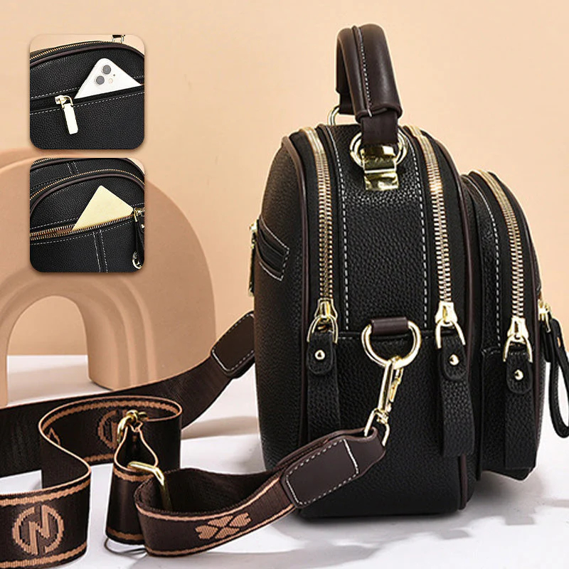 👍Last Day Promotion 60% OFF💥Classic Multifunctional Compartments Adjustable Wide Shoulder Strap Leather Crossbody Bag