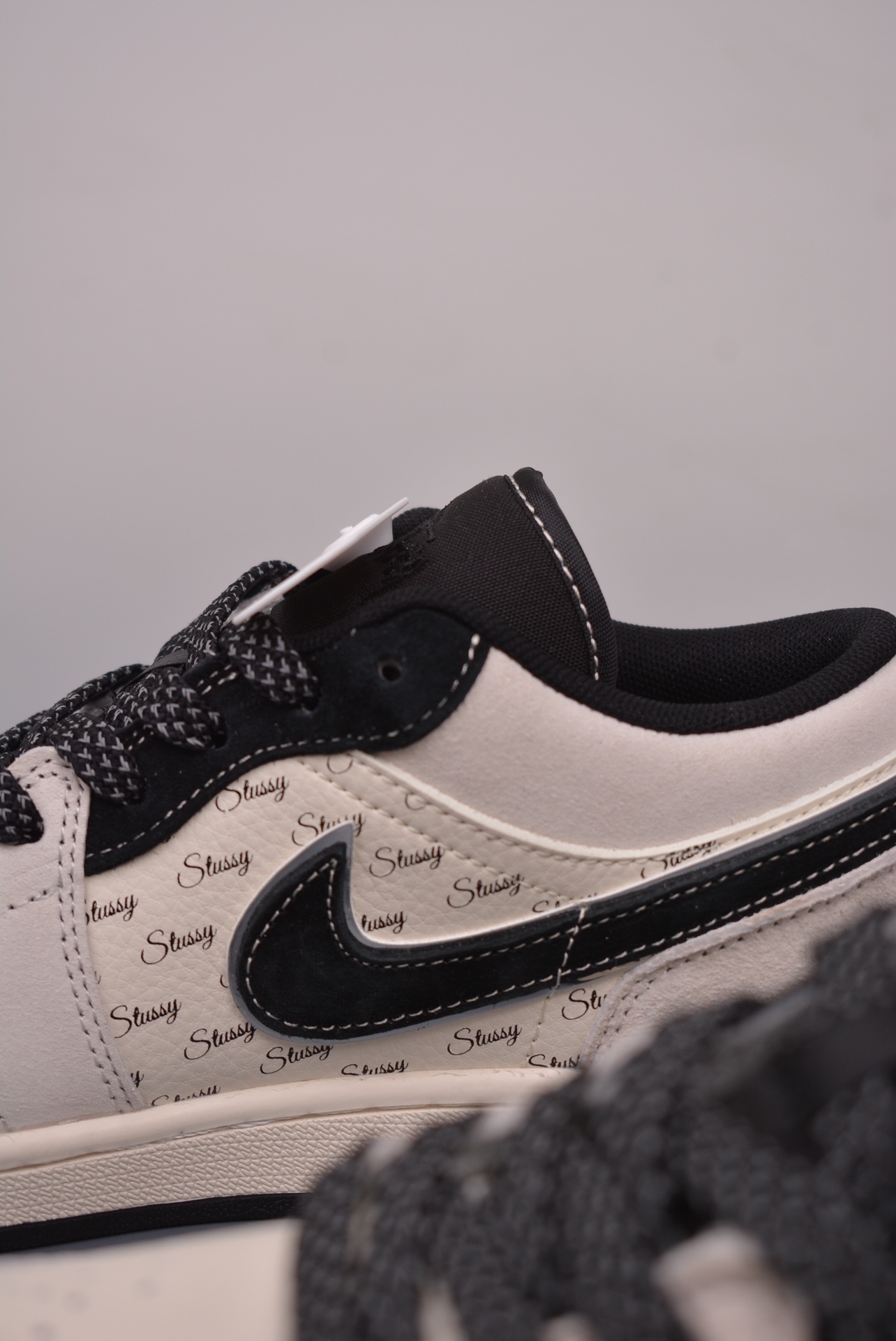 Stussy x Nike Air Jordan 1 Low OG Black, Beige and White Embroidery SJ9950-026