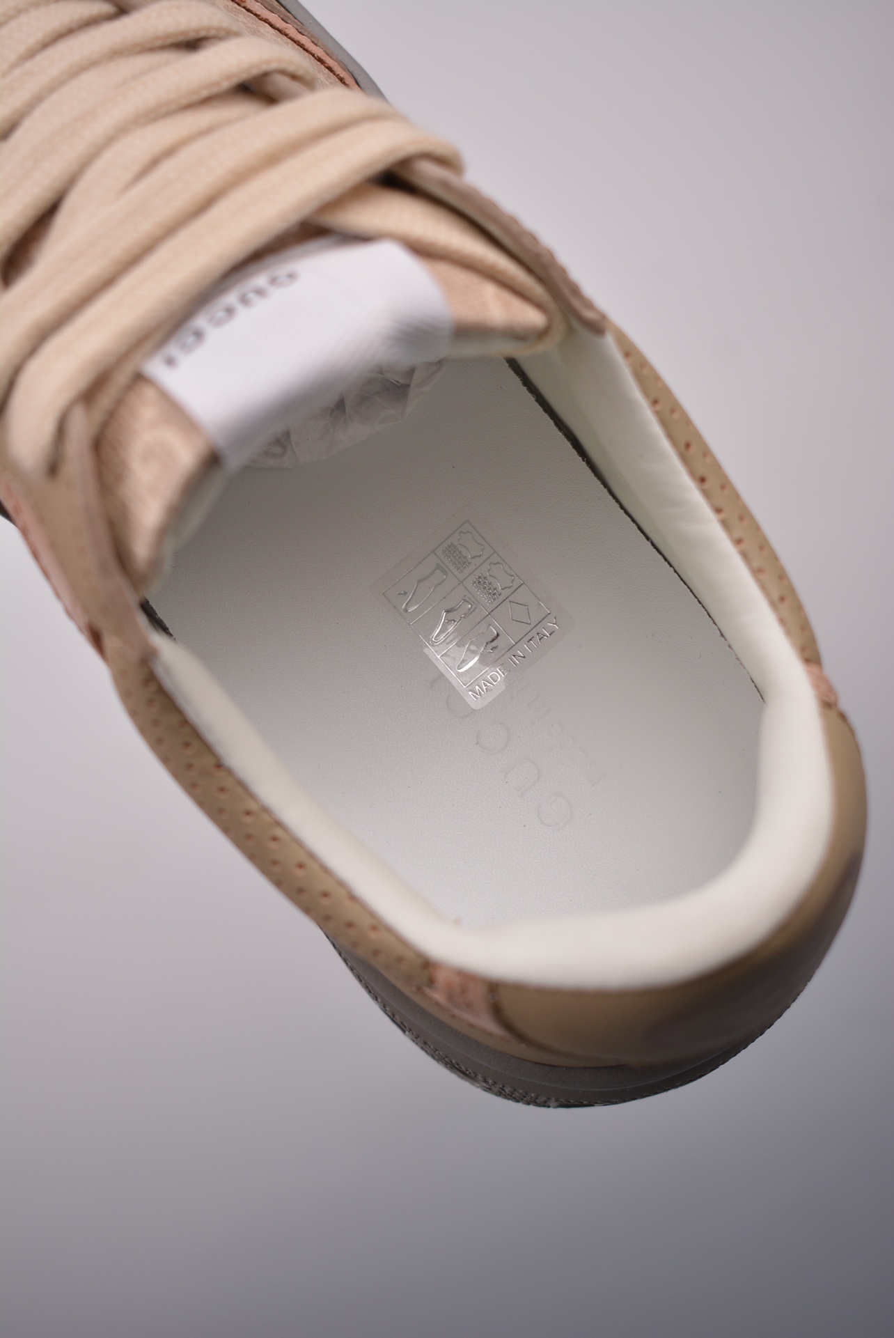 GUCCI Leather oatmeal yellow light pink beige GG print