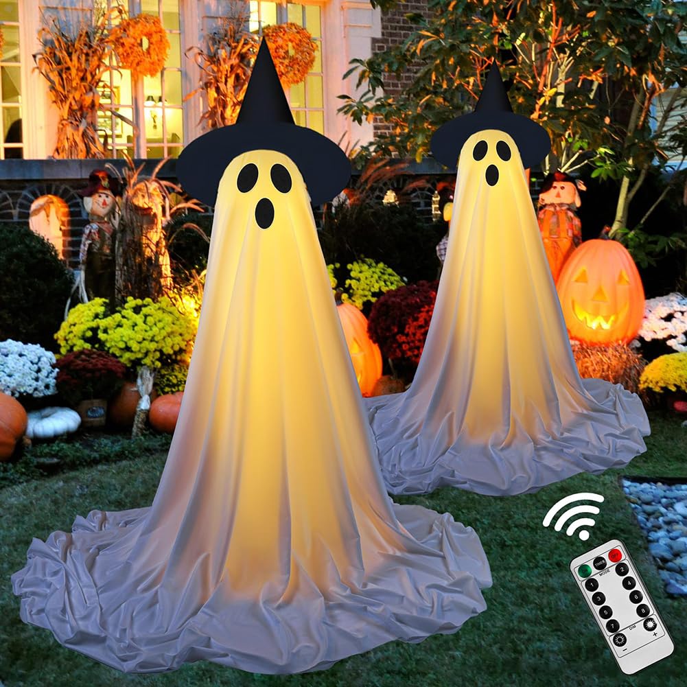 👻Sparkling Spooky Ghost Halloween Decoration-Cute ghost with Witch Hat