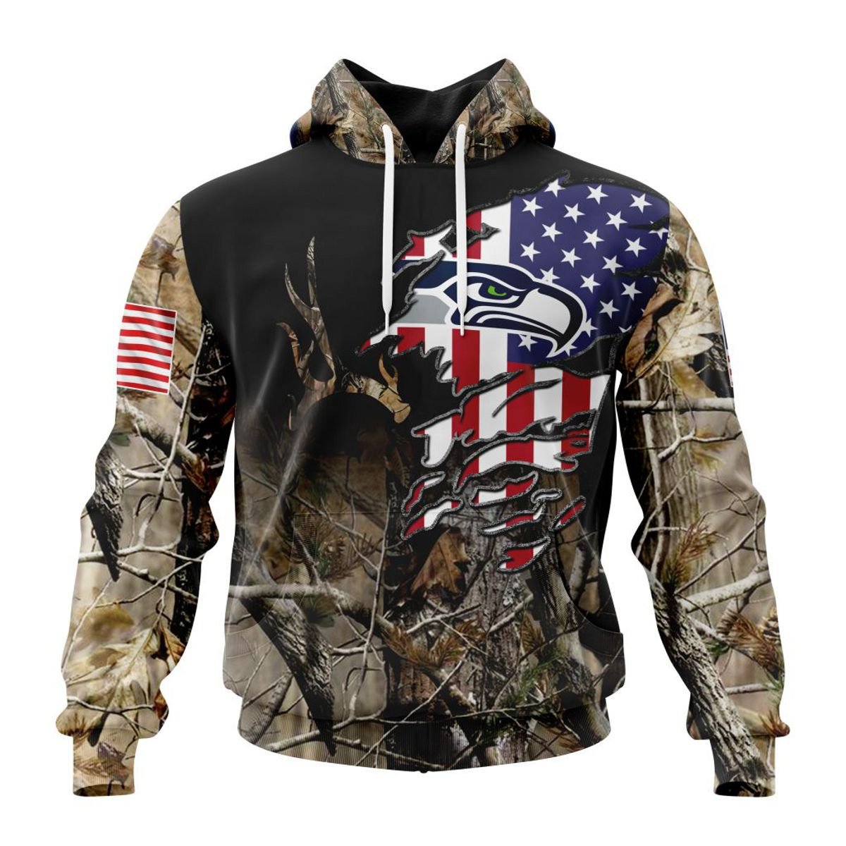 SEATTLE SEAHAWKS 3D HOODIE CAMO REALTREE HUNTING