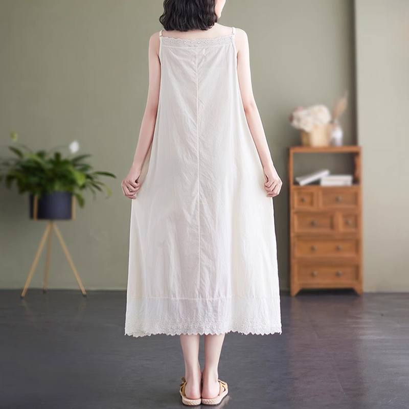 Pleat Lace Sleeveless Comfy Midi Dress