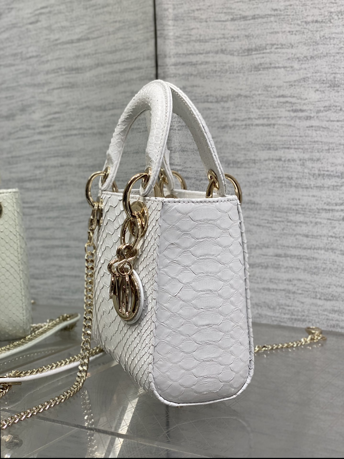 Dior Lady three-grid rare snakeskin Princess Diana bag