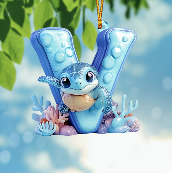 Cute Turtle Letter Shaped Ornament