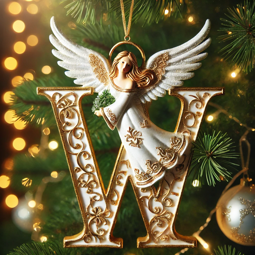 Angel Initial Christmas Ornaments