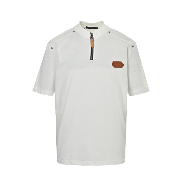 Louis Vuitton 25ss half-zip turquoise rivet short sleeve