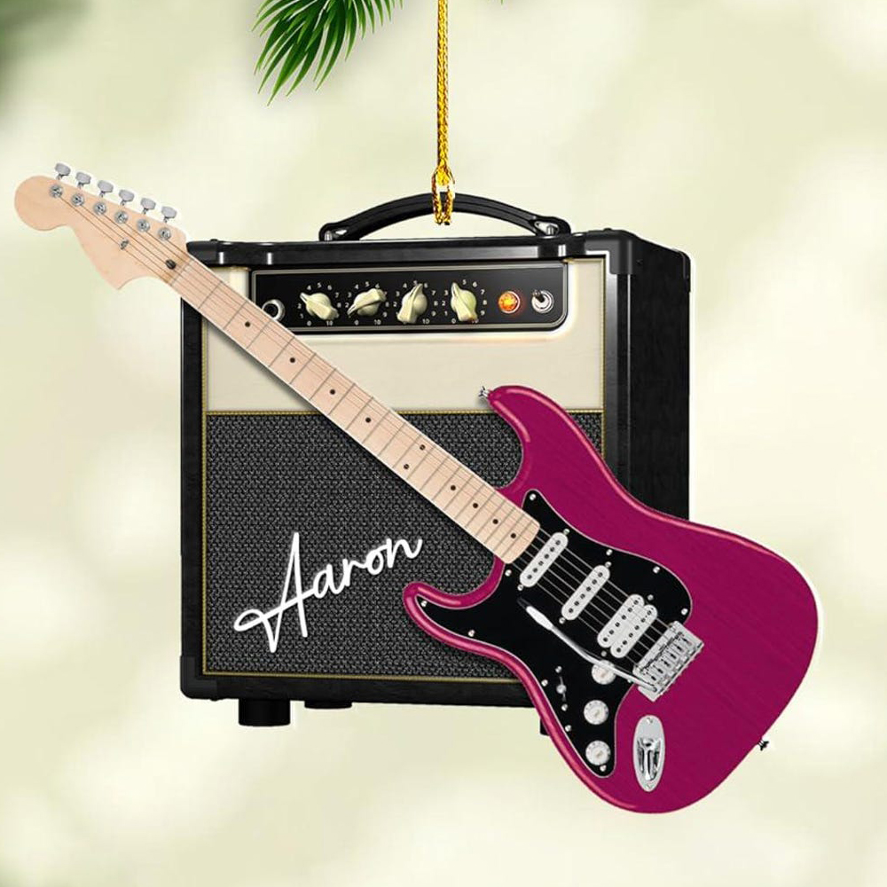 Custom Electric Guitar Christmas Ornament 2024