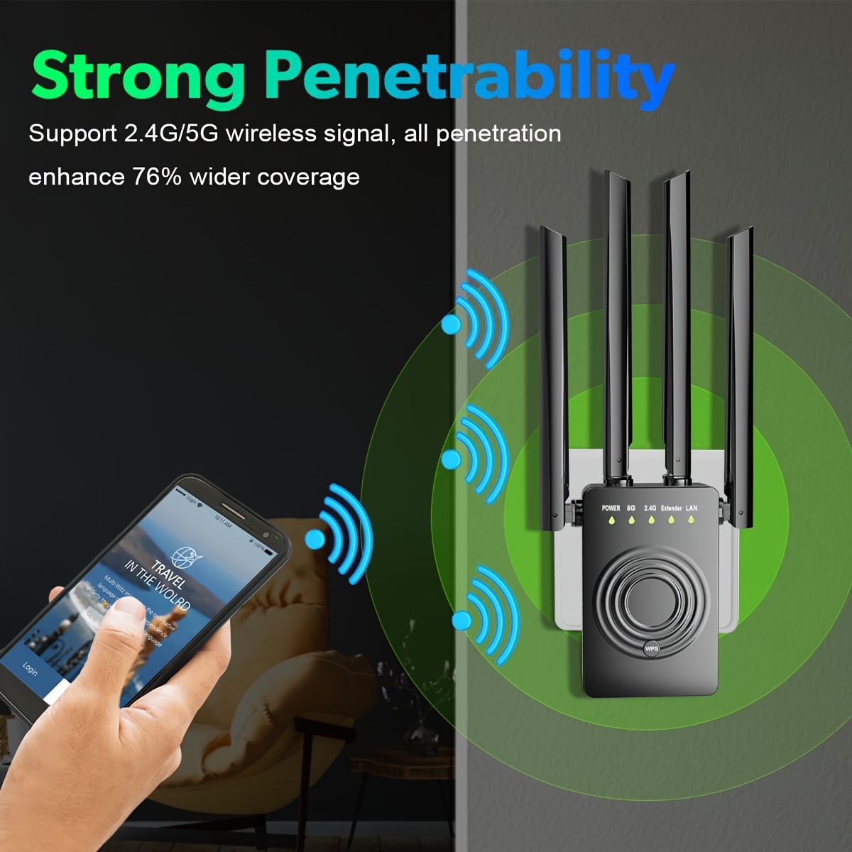2023 Fastest WiFi Extender, Dual Band 2.4/5.8GHZ WiFi Internet Booster For Home Wireless, 1200Mbps Signal Amplifier With Ethernet Port/Super Antenna, Wi-Fi Repeater Cover To 12000Sq.Ft./100+ Devices