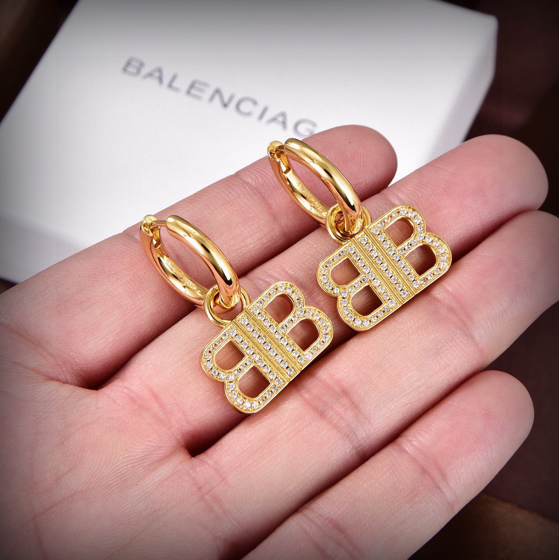 Balenciaga BB diamond earrings
