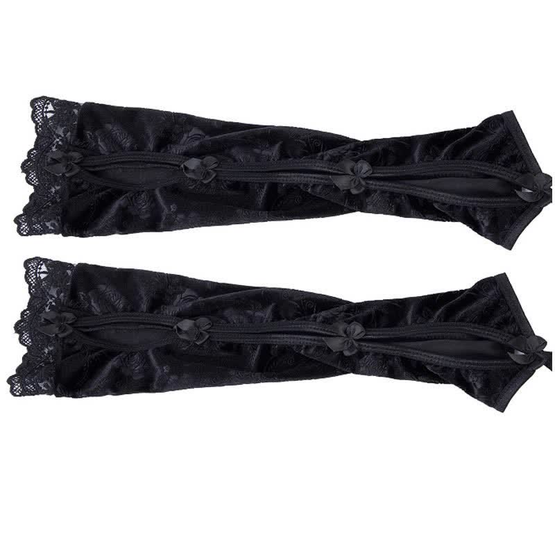 Halter Bow Decor Hollow Lace Cheongsam Dress Lingerie