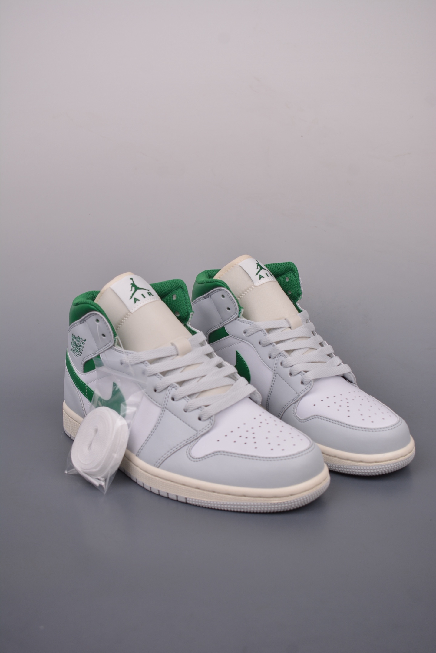 Nike Air Jordan 1 Mid AJ1 Leather Grey White Green DQ8423-142