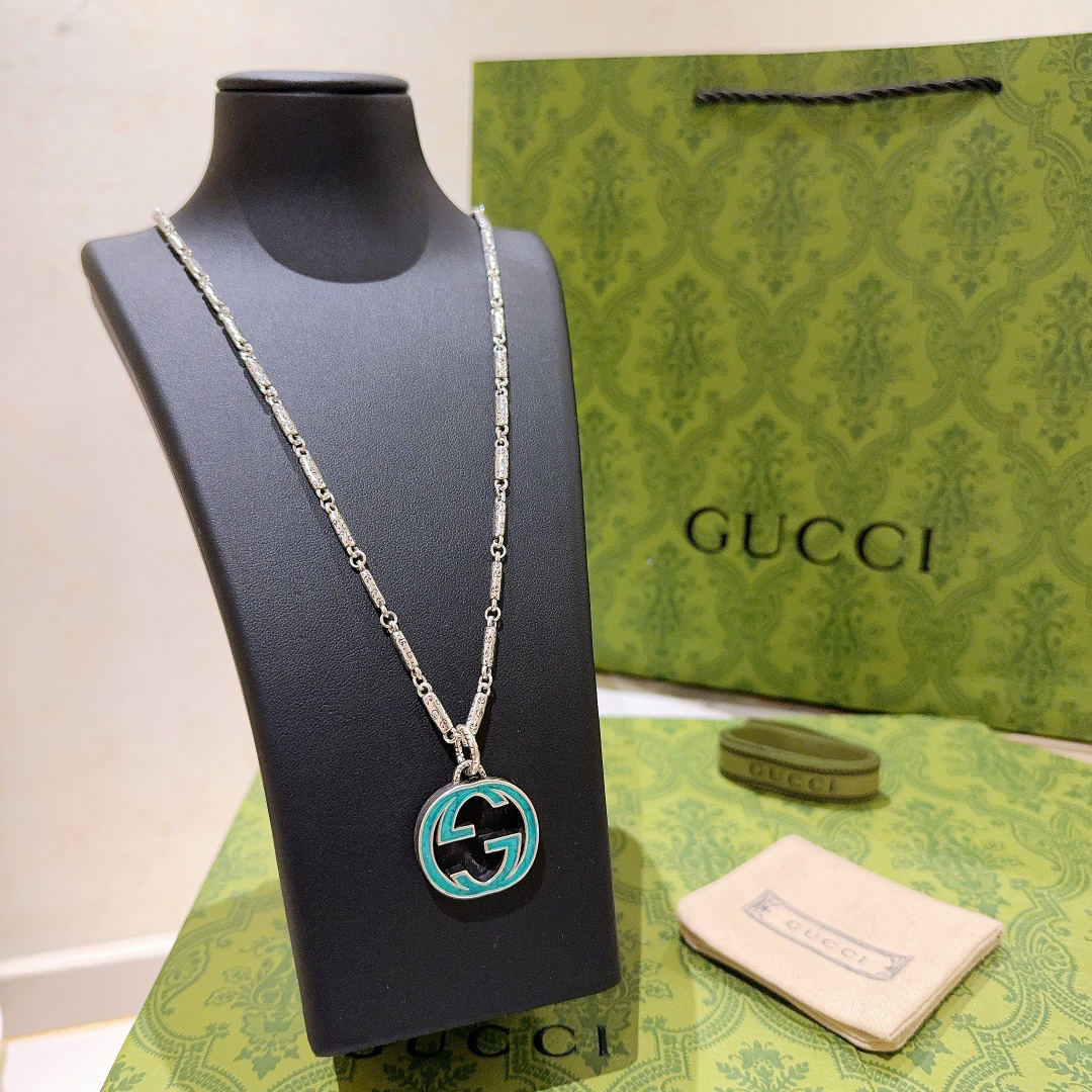 Gucci Anger Forest Series Blue GG Vintage Necklace