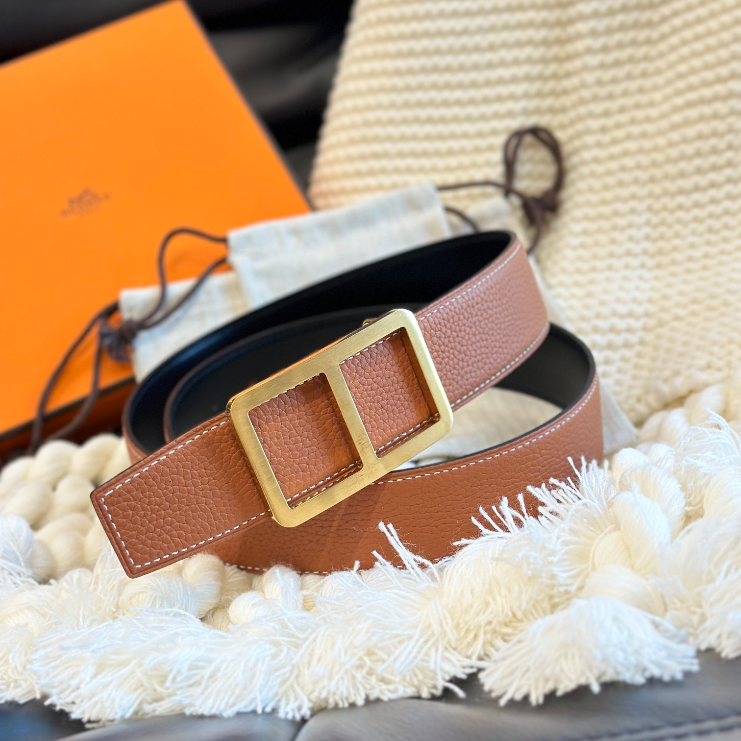 Hermès Men's Double-Faced Cowhide Belt
