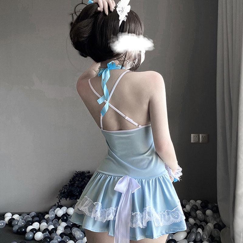 Sexy Maid Lace Bow Stockings Lingerie Dress